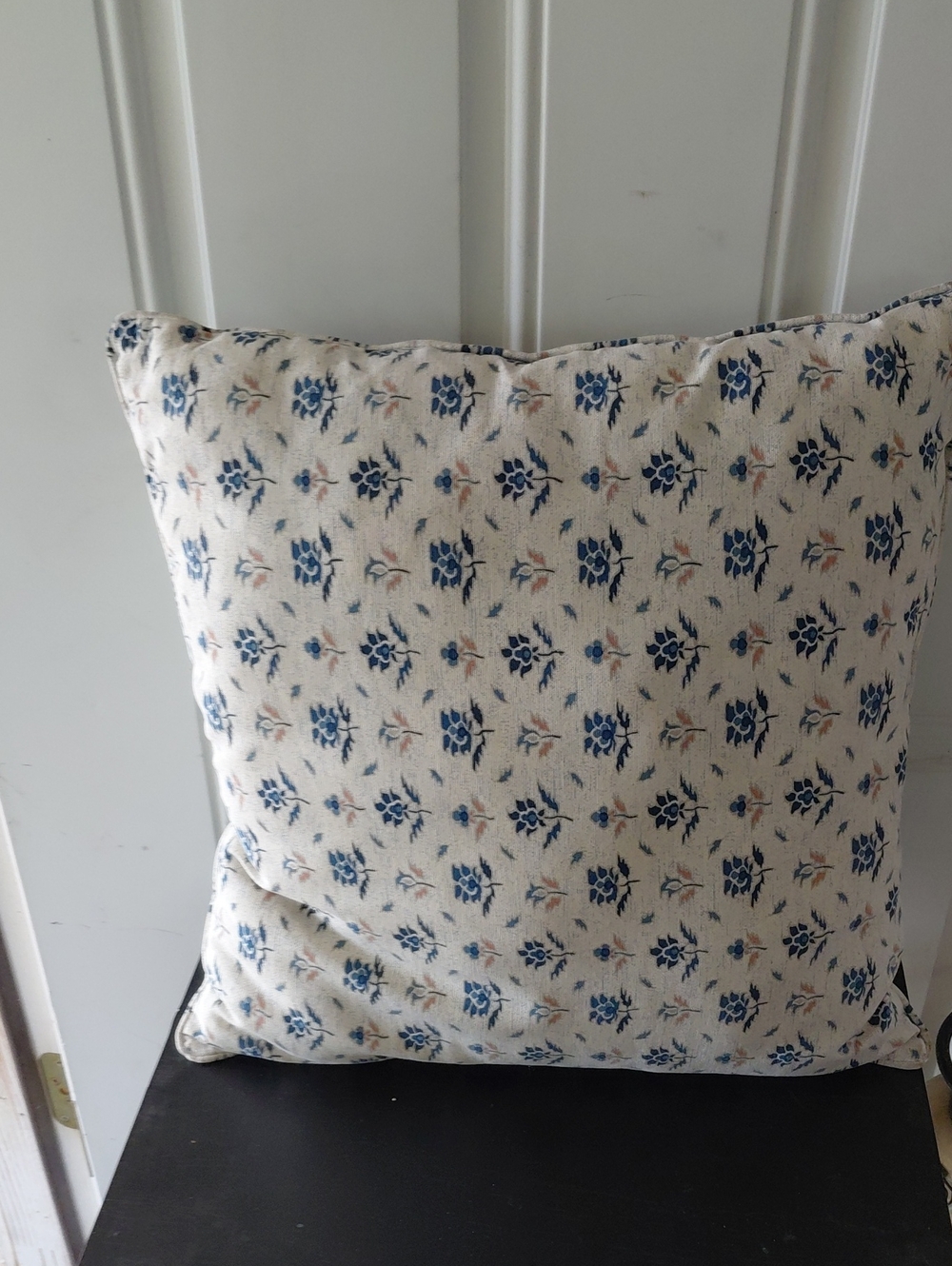 Pier 1 Cream Throw Pillow With Blue Floral Print